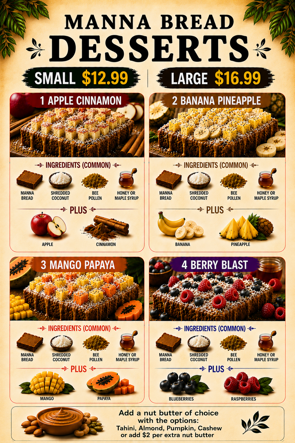 Manna Bread Desserts menu