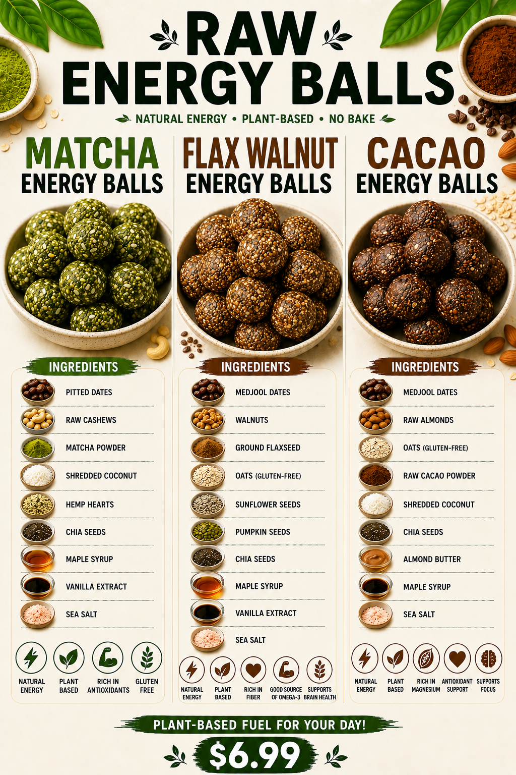 Raw Energy Balls — natural energy, plant-based, no bake